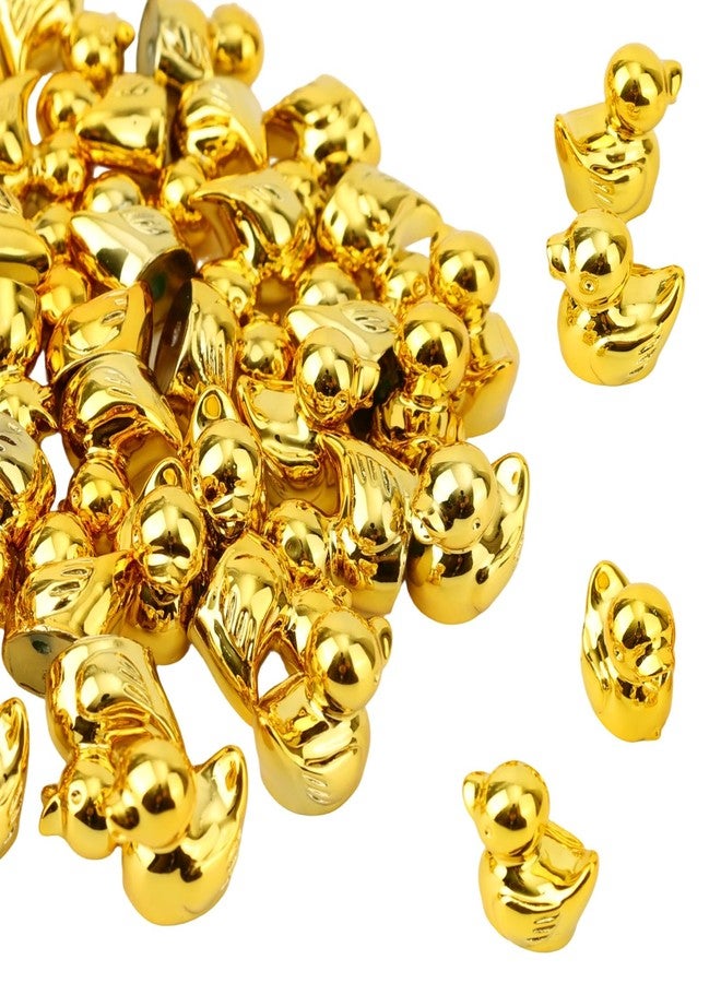Penitue 100pcs Mini Golden Ducks, Resin Tiny Duck Figures Collectible Animal Statue for Micro Garden Landscape Cake Decor & DIY Craft Party - Image 1